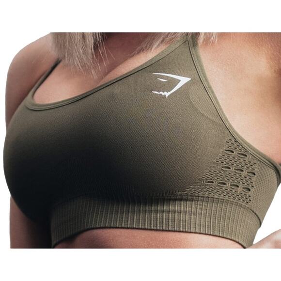 Gymshark Other - Gymshark Energy Seamless Sports Bra Strappy Removable Pad Yoga Athletic Khaki XS